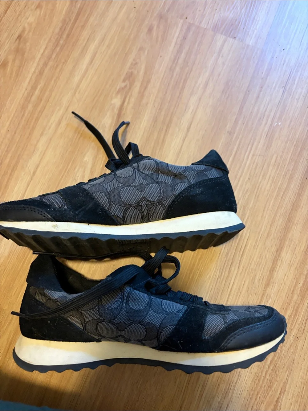 Coach women’s Black Signature Canvas & Suede Sneakers